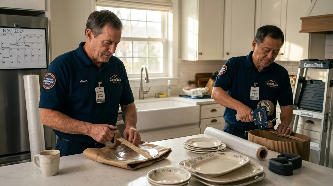 Professional crew packing kitchen dishware in Port Huron, MI